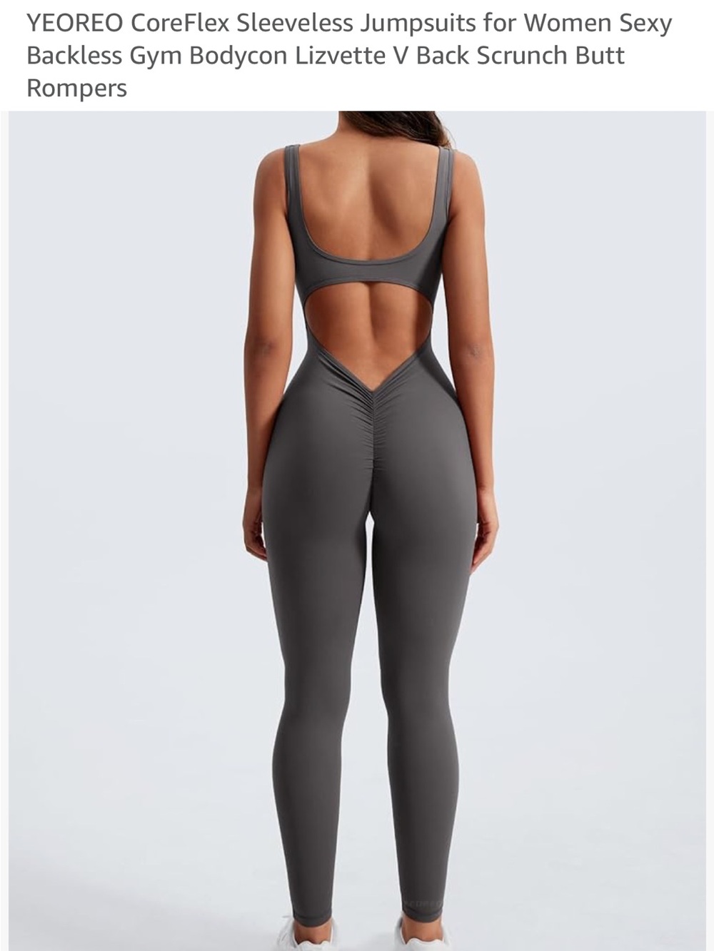 Women’s Sleeveless Full-Length Leggings Jumpsuit in Dark Gray - Picture 3 of 3